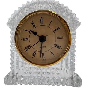 Vintage Imperial 24% Lead Crystal Quartz Mantel Clock AD 433 Tested & Working